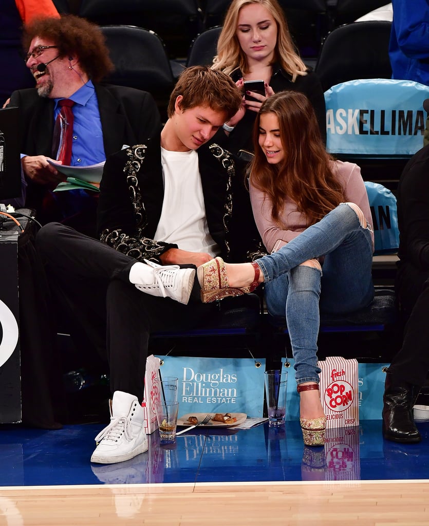 Ansel Elgort and Violetta Komyshan at Knicks Game Oct. 2016