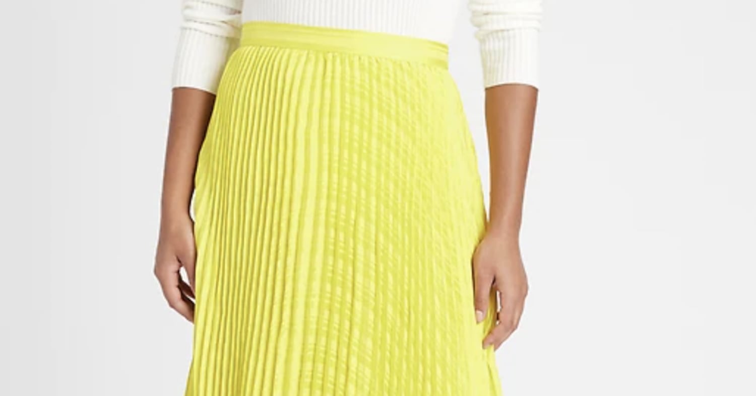 Zara yellow new arrivals pleated ombre skirt