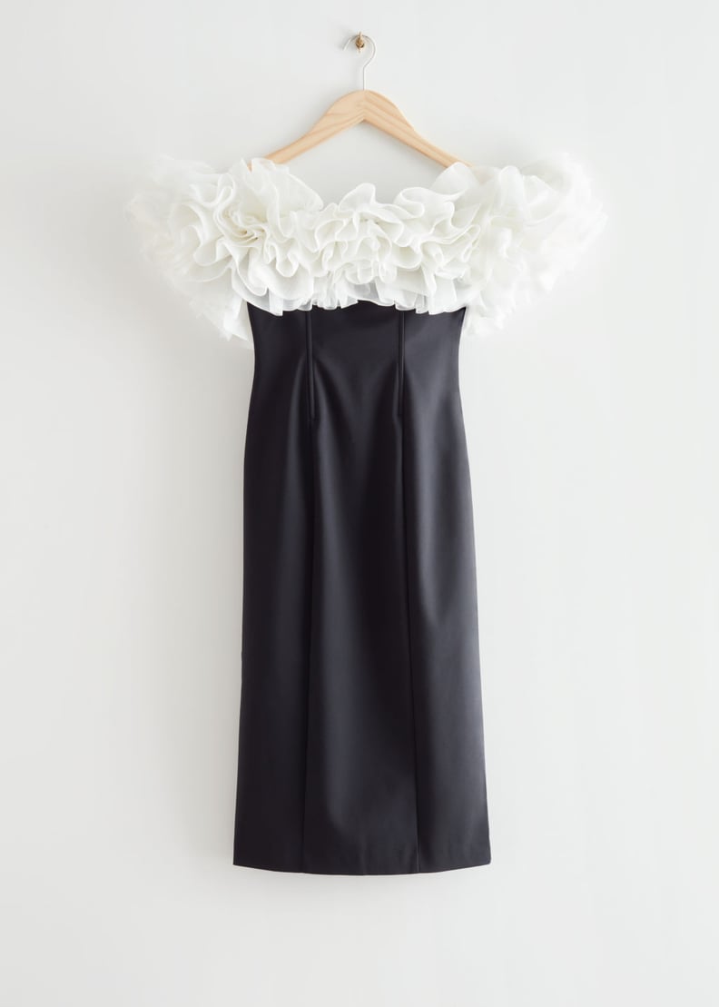 & Other Stories Off Shoulder Tulle Midi Dress