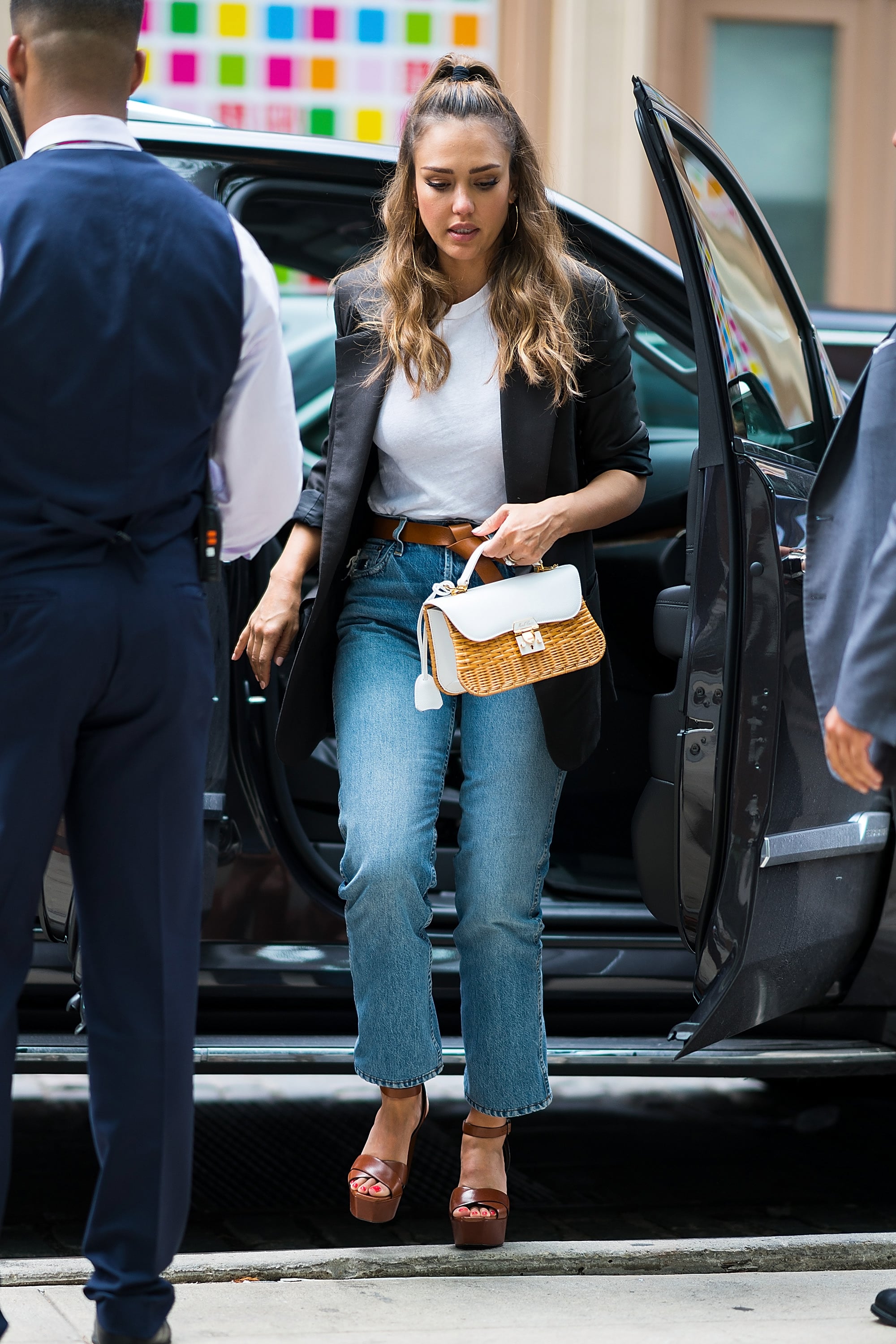 Emily Ratajkowski looks trendy in denim jacket, black trousers and Prada  handbag while stepping out in