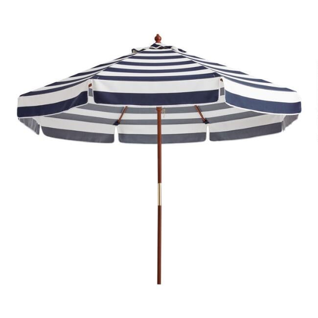 Navy and White Scalloped Replacement Umbrella Canopy