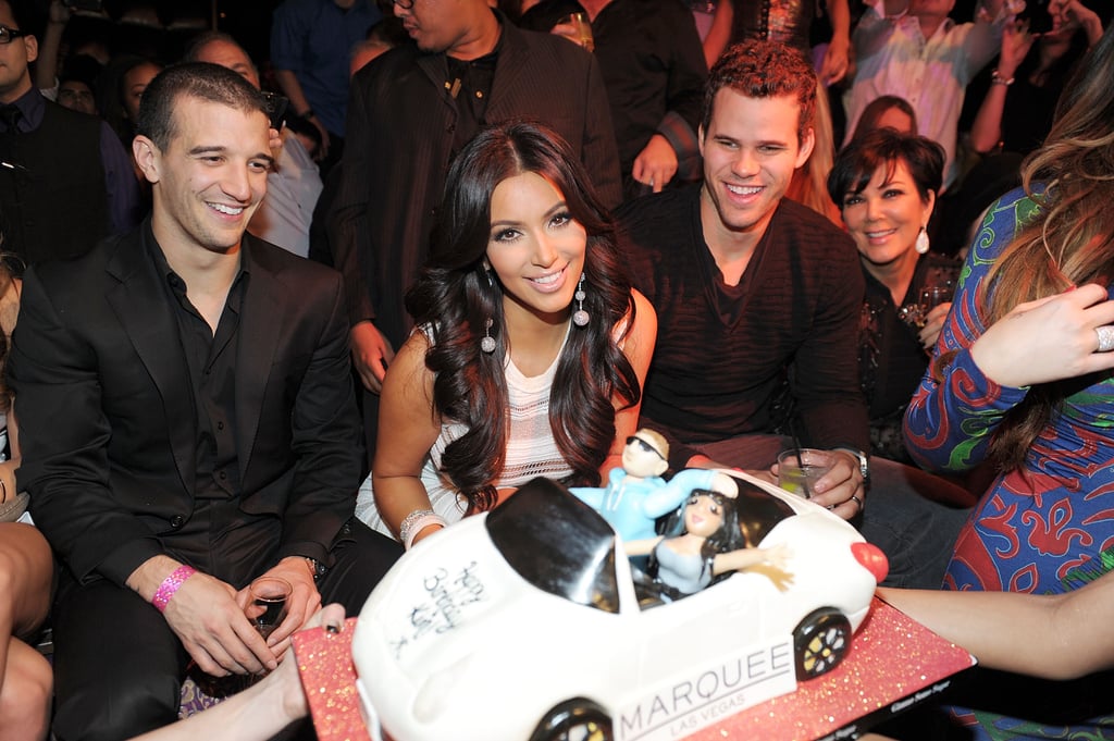 Matching: her cake. That red sparkly platform totally plays up her diamond drop earrings, right?