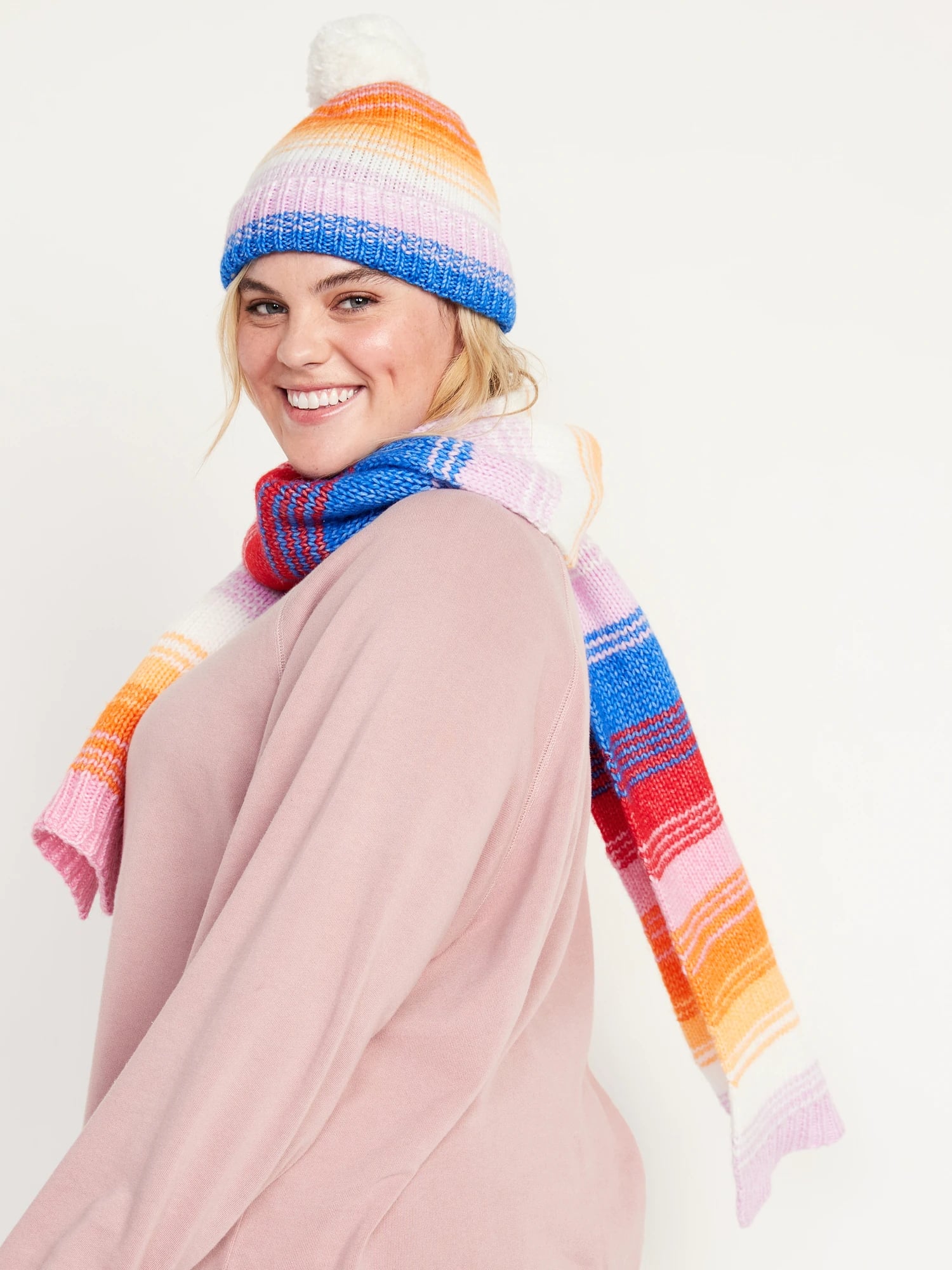 Multicoloured Scarf and Beanie Gift Set