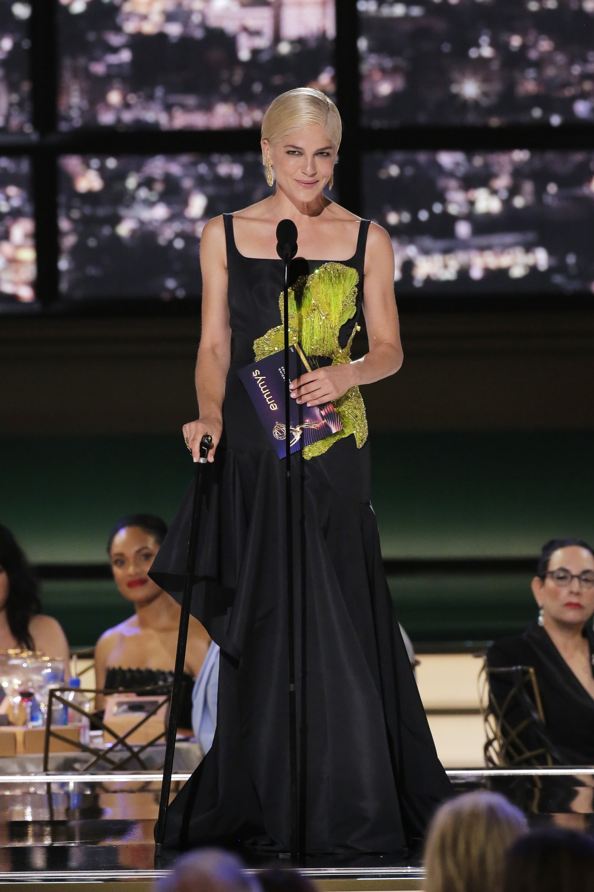 LOS ANGELES, CALIFORNIA - SEPTEMBER 12: 74th ANNUAL PRIMETIME EMMY AWARDS -- Pictured: Selma Blair speaks on stage during the 74th Annual Primetime Emmy Awards held at the Microsoft Theatre on September 12, 2022. -- (Photo by Chris Haston/NBC via Getty Images)