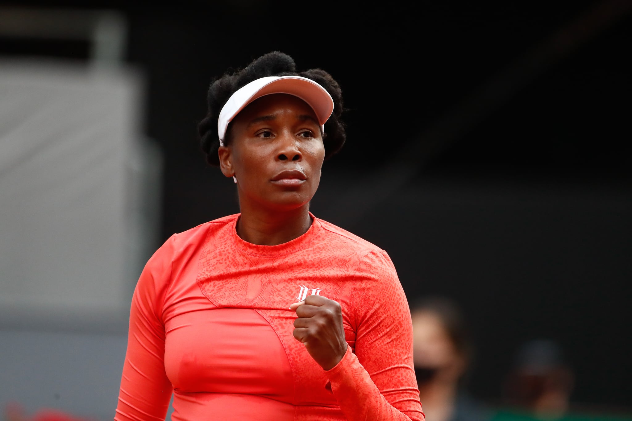 MADRID, SPAIN - APRIL 30: Venus Williams of Unitesd States celebrates during his Women's Singles match against Jennifer Brady of United States on day two of the WTA 1000 - Mutua Madrid Open 2021 at La Caja Magica on April 30, 2021 in Madrid, Spain (Photo by Oscar J. Barroso / Europa Press Sports via Getty Images)
