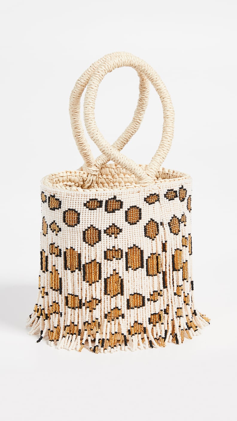 Sensi Studio Mini Leopard Beaded Bucket Bag