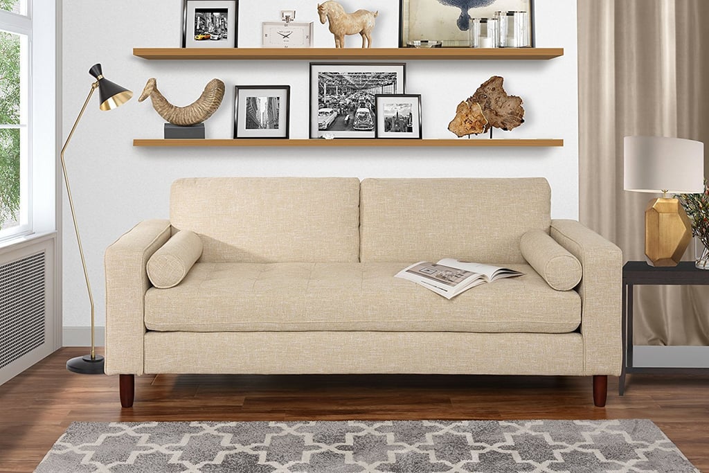 Modern Fabric Sofa With Tufted Linen Fabric