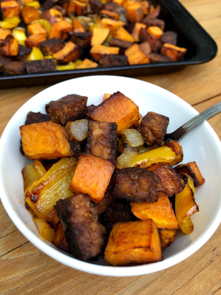 Maple-Ginger Roasted Tempeh, Sweet Potato, Pepper, and Onion