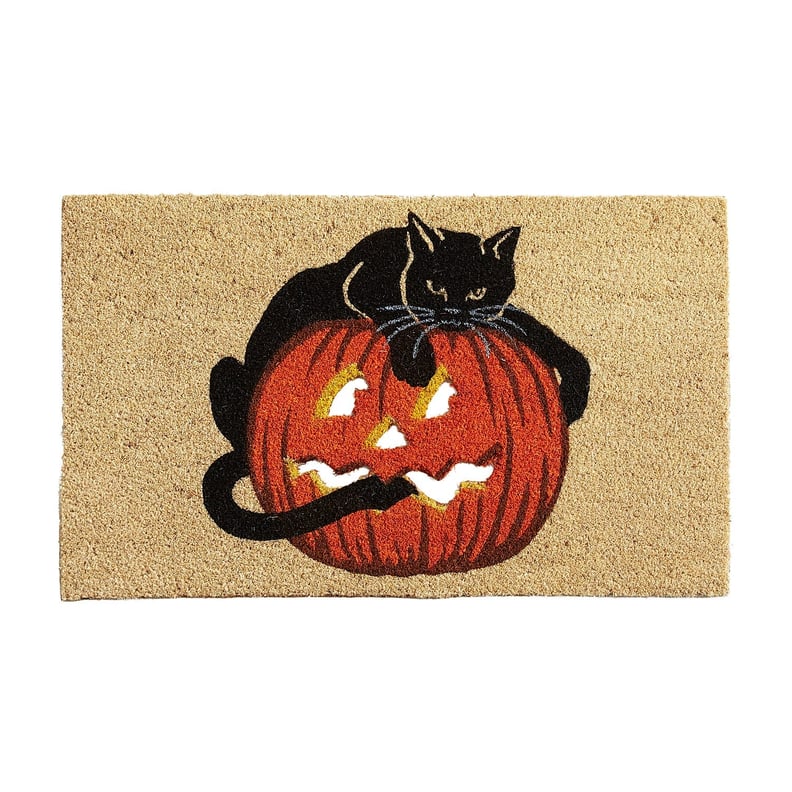 Black Cat Jack-O-Lantern Doormat