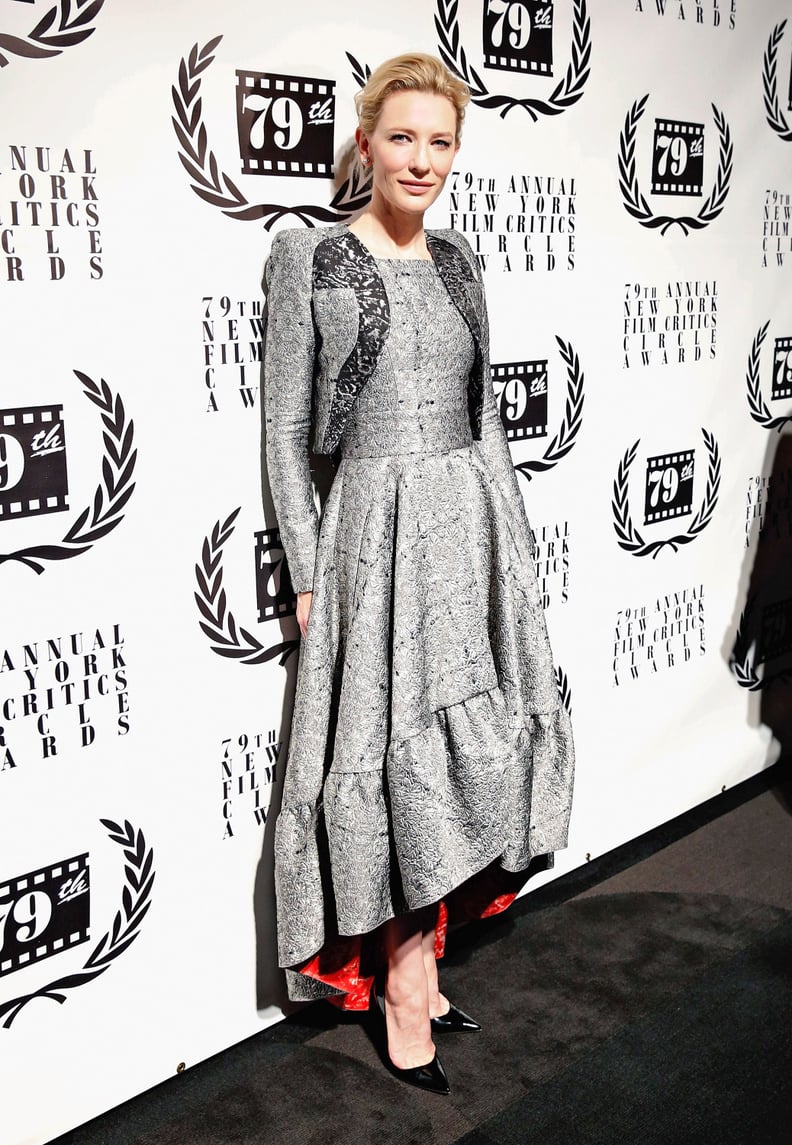 Cate Blanchett in Metallic Antonio Berardi at the 2014 Critics Circle Awards