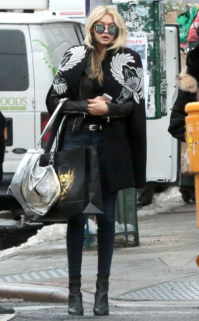 Gigi Hadid was layered up for the NYC weather on Sunday.