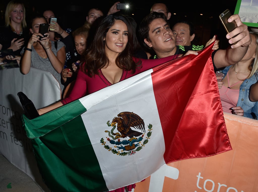 Salma Hayek With Mexican Flag on Red Carpet