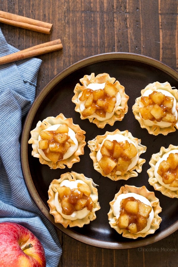 No Bake Apple Pie Cheesecake Phyllo Cups