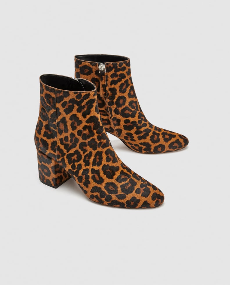 Zara Animal Print Ankle Boots