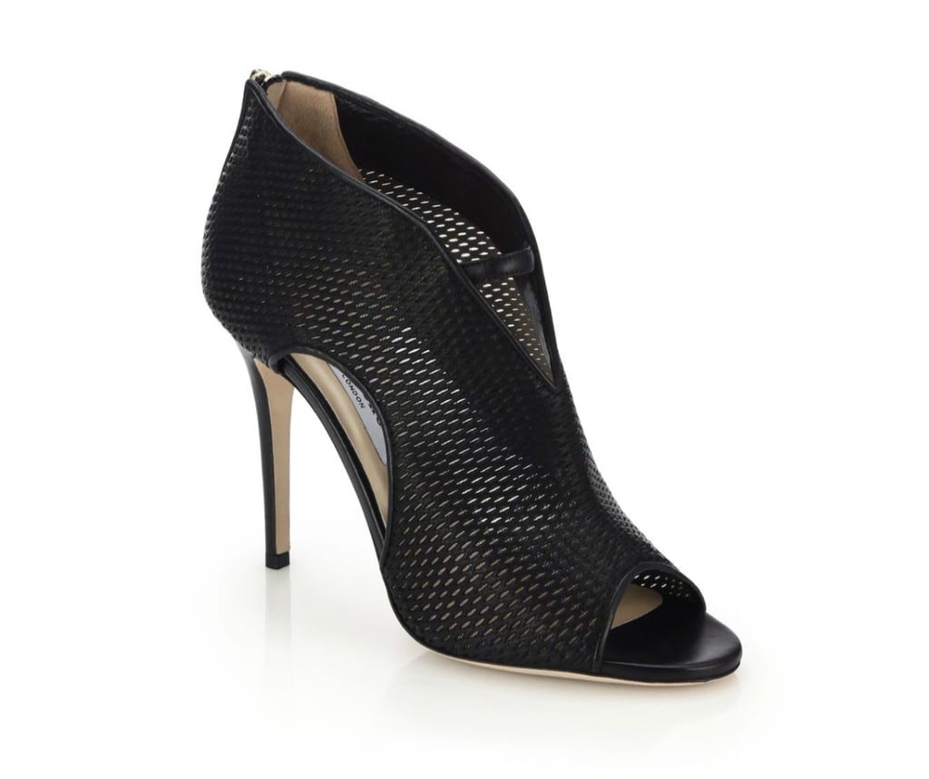 Jimmy Choo Tamali Leather & Mesh Open-Toe Booties ($950)