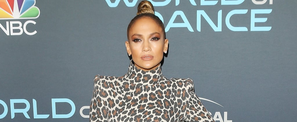 Jennifer Lopez Leopard Sergio Hudson Dress and Mesh Heels