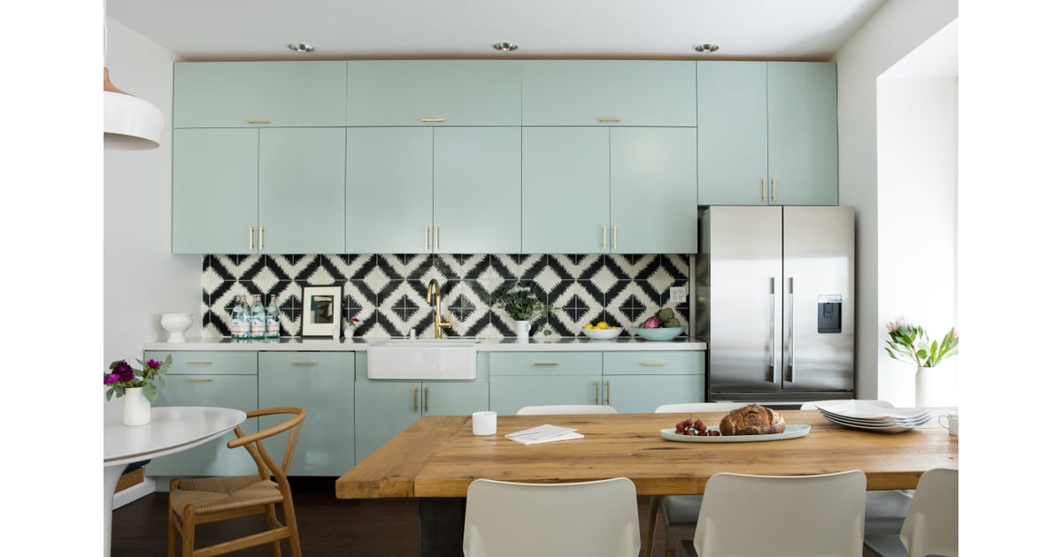 The kitchen is pure perfection: pastel mint green cabinets are | Proof That  Cuyana's 
