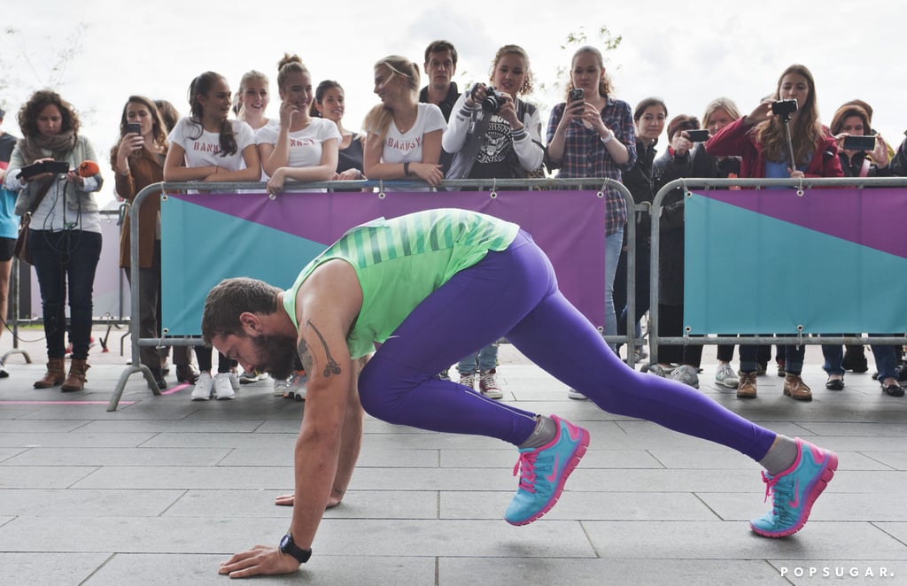He stays in shape — and he's not afraid of a little neon.