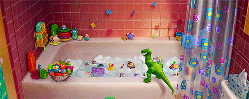 When the toys have a pool party in the bathtub and you marveled at their creativity.