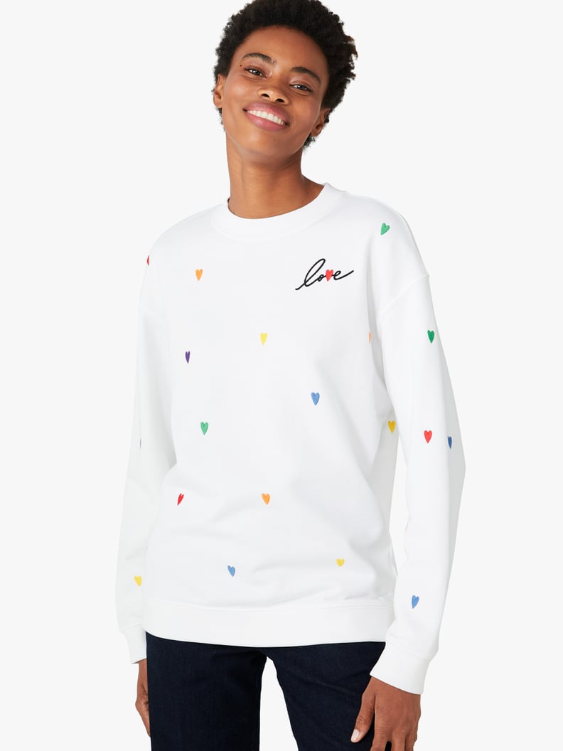 Kate Spade New York Rainbow Embroidered Hearts Sweatshirt