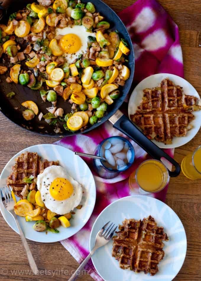 Leftover Stuffing Waffles and Turkey Vegetable Hash