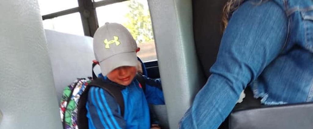 Bus Driver Holds Student's Hand on First Day of School