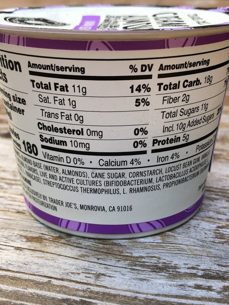 Nutritional Information For Trader Joe's Vanilla Bean Almond Milk Yoghurt