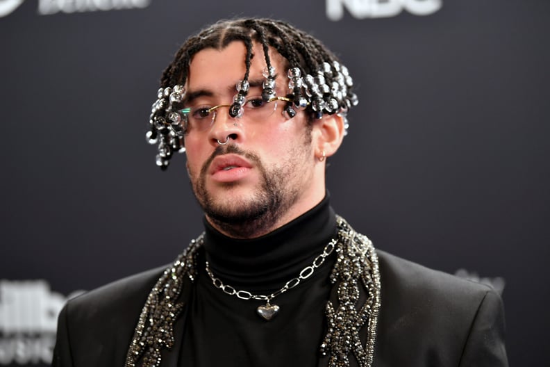 HOLLYWOOD, CALIFORNIA - OCTOBER 14: In this image released on October 14, Bad Bunny poses backstage at the 2020 Billboard Music Awards, broadcast on October 14, 2020 at the Dolby Theatre in Los Angeles, CA.  (Photo by Amy Sussman/BBMA2020/Getty Images for