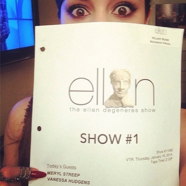Vanessa Hudgens (understandably) freaked out a bit once she realized she was doing The Ellen DeGeneres Show on the same day as Meryl Streep.
Source: Instagram user vanessahudgens