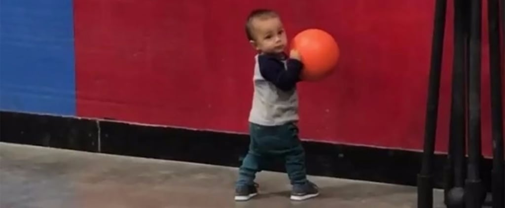 Toddler Doing CrossFit Wall Balls