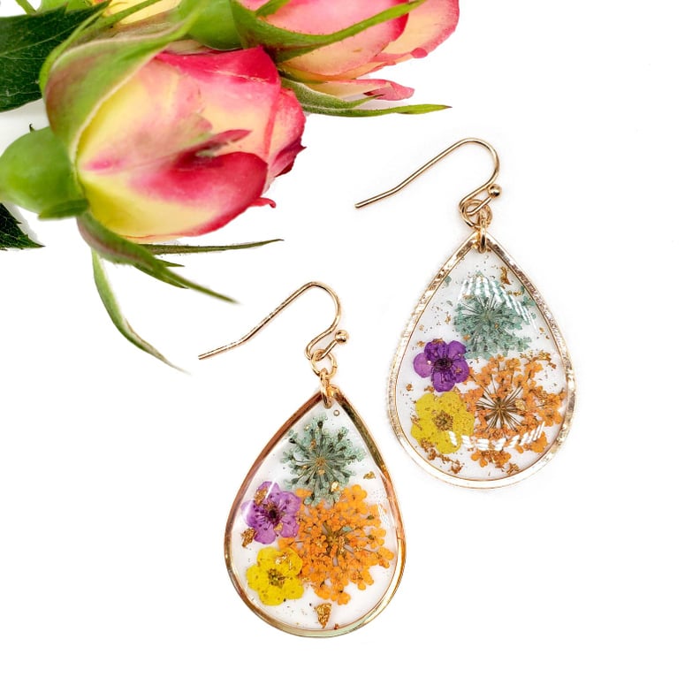 Handmade Dried Flower Resin Earrings