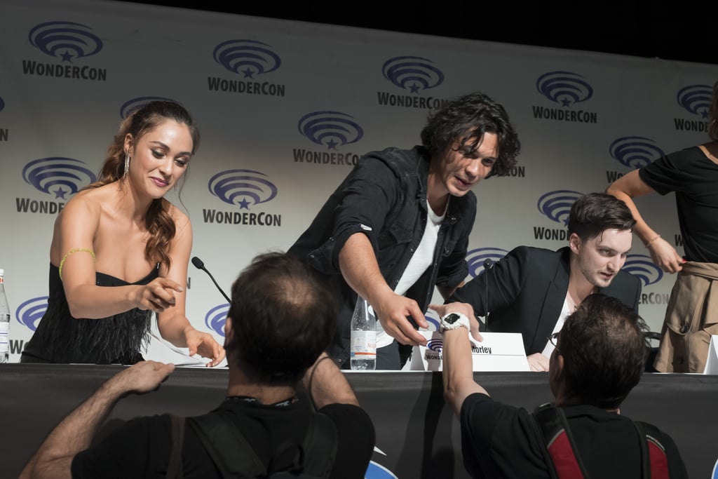 Pictured: Lindsey Morgan, Bob Morley, and Richard Harmon.