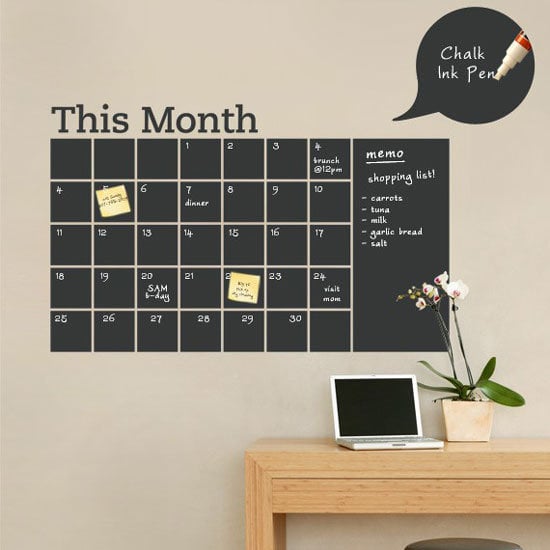 Vinyl Chalkboard Calendar Decal ($64) Accessories For a Geek #39 s Desk