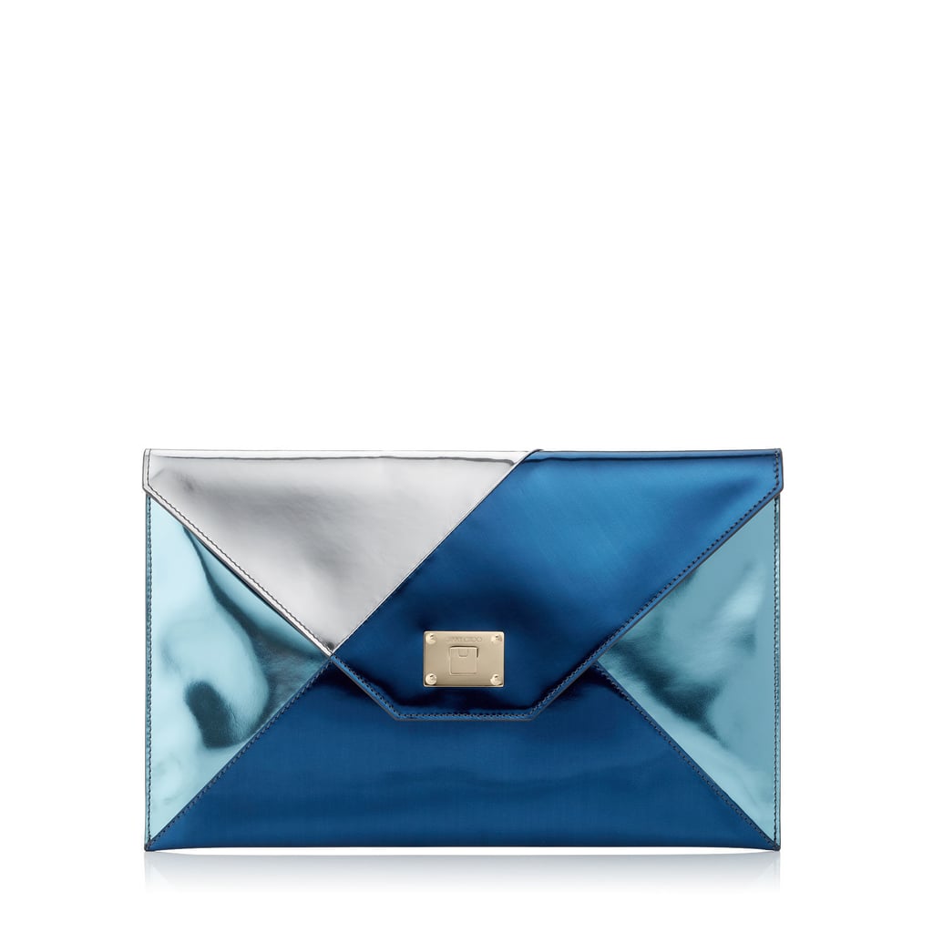 Jimmy Choo Rosetta Graphic Mirror Leather Patchwork Clutch Bag ($695)