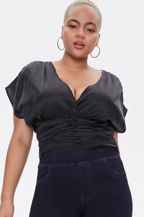 Forever 21 Plunging Satin Top
