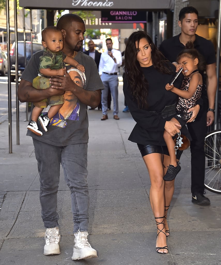 Kim Kardashian With Kanye West, North, and Saint in NYC 2016