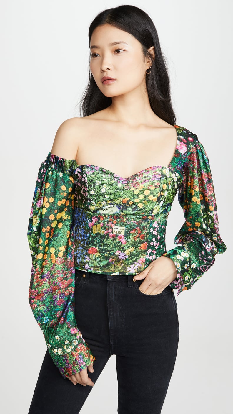 Natasha Zinko Printed Lantern-Sleeve Top