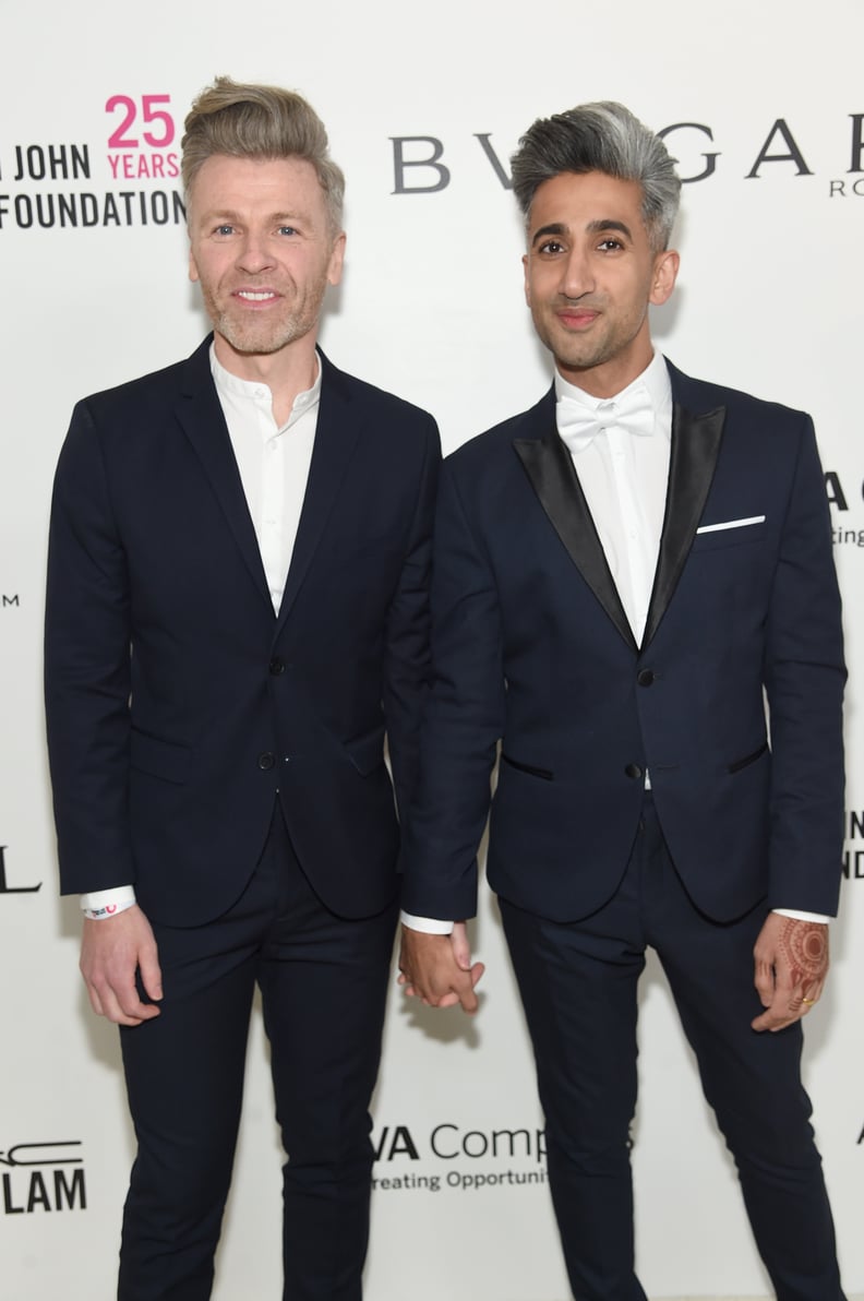 WEST HOLLYWOOD, CA - MARCH 04:  Rob France (L) and Tan France attends the 26th annual Elton John AIDS Foundation Academy Awards Viewing Party sponsored by Bulgari, celebrating EJAF and the 90th Academy Awards at The City of West Hollywood Park on March 4,