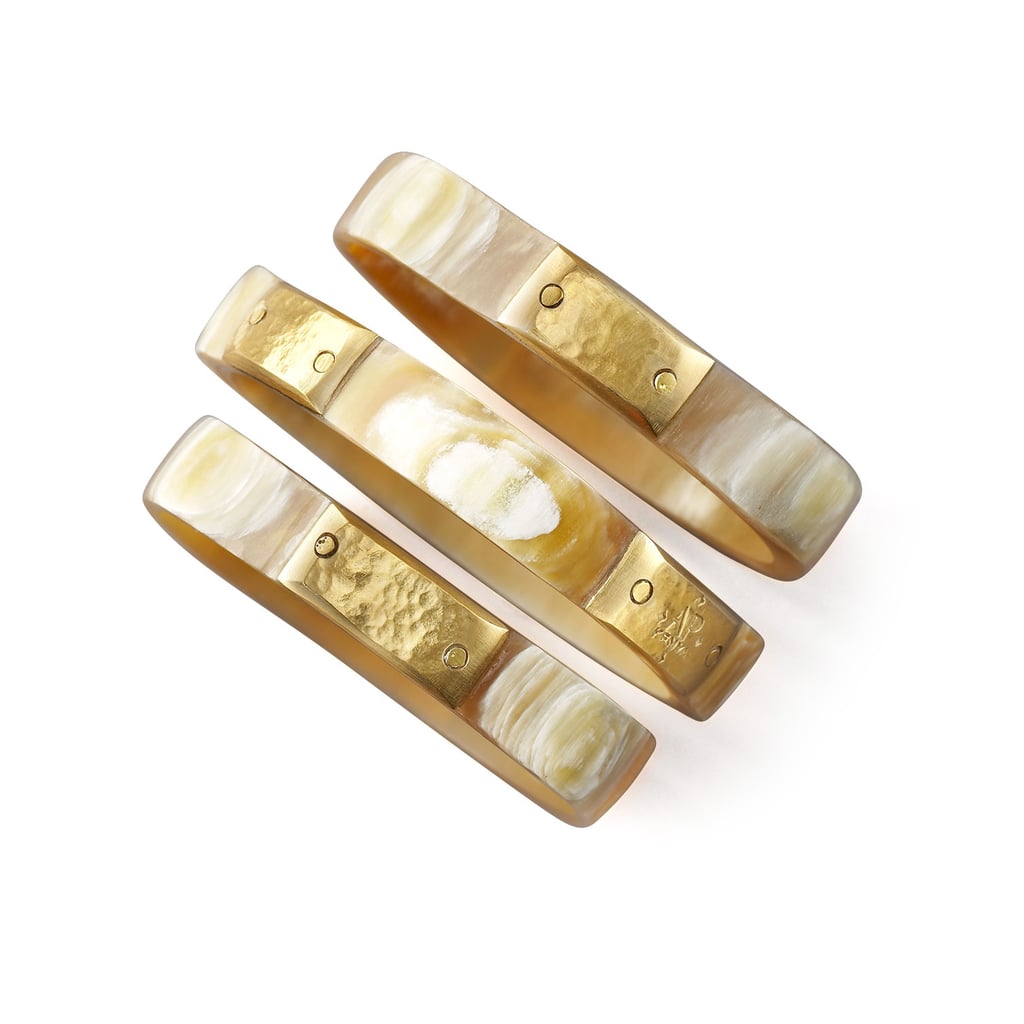 I opt to get my mom cool accessories that she would never buy for herself, like these Ashley Pittman Square Light Horn Bangles ($325).
