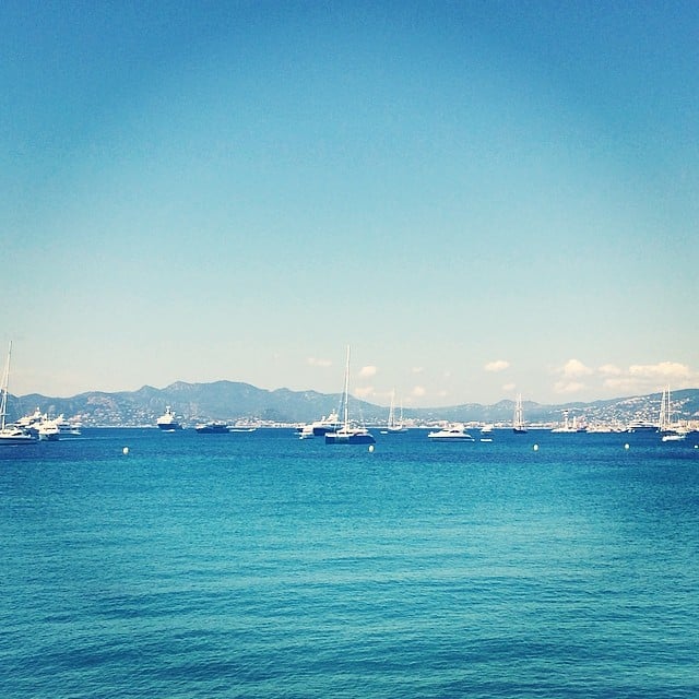Boats and yachts circled Cannes the morning we took this photo of the impossibly blue ocean and sky above.