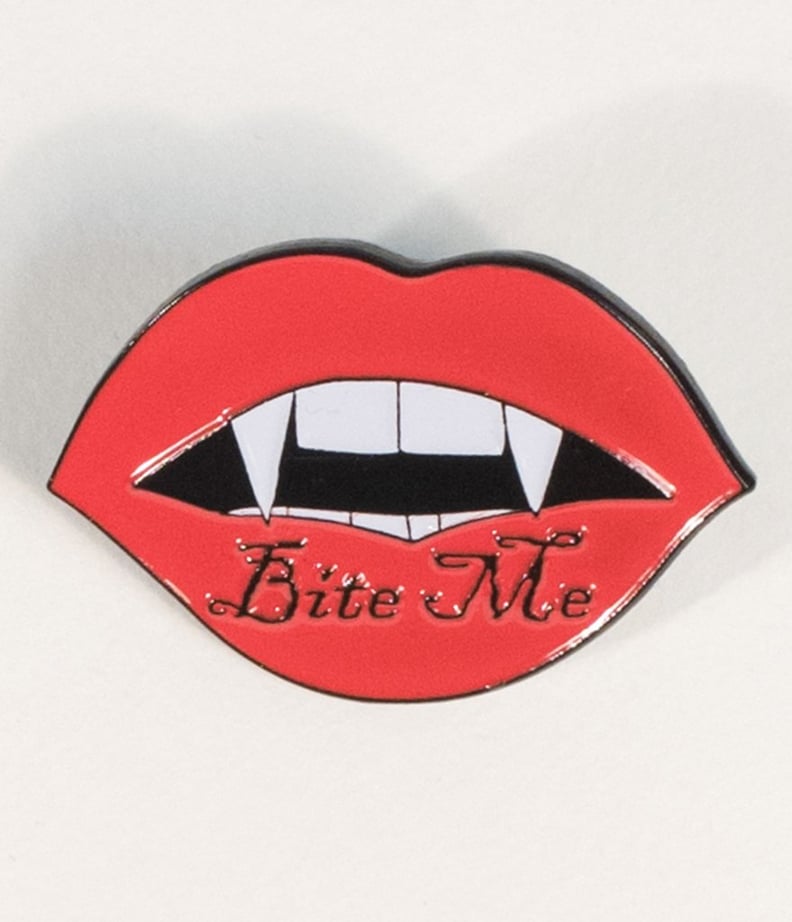 Red Vampire Bite Me Enamel Pin