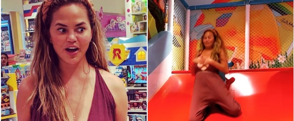 Chrissy Teigen Falling in Ball Pit Clutching Chest Video