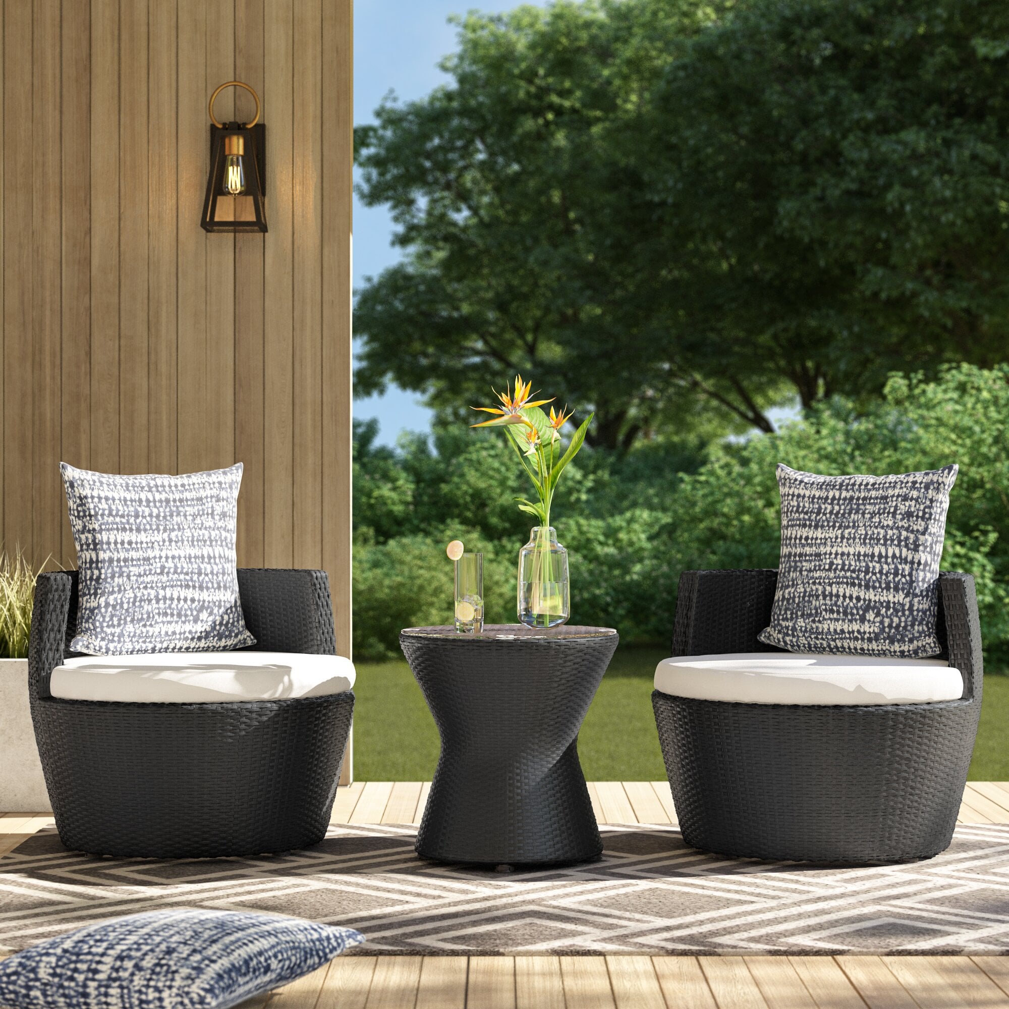Kono 3pc wicker clearance patio chat set