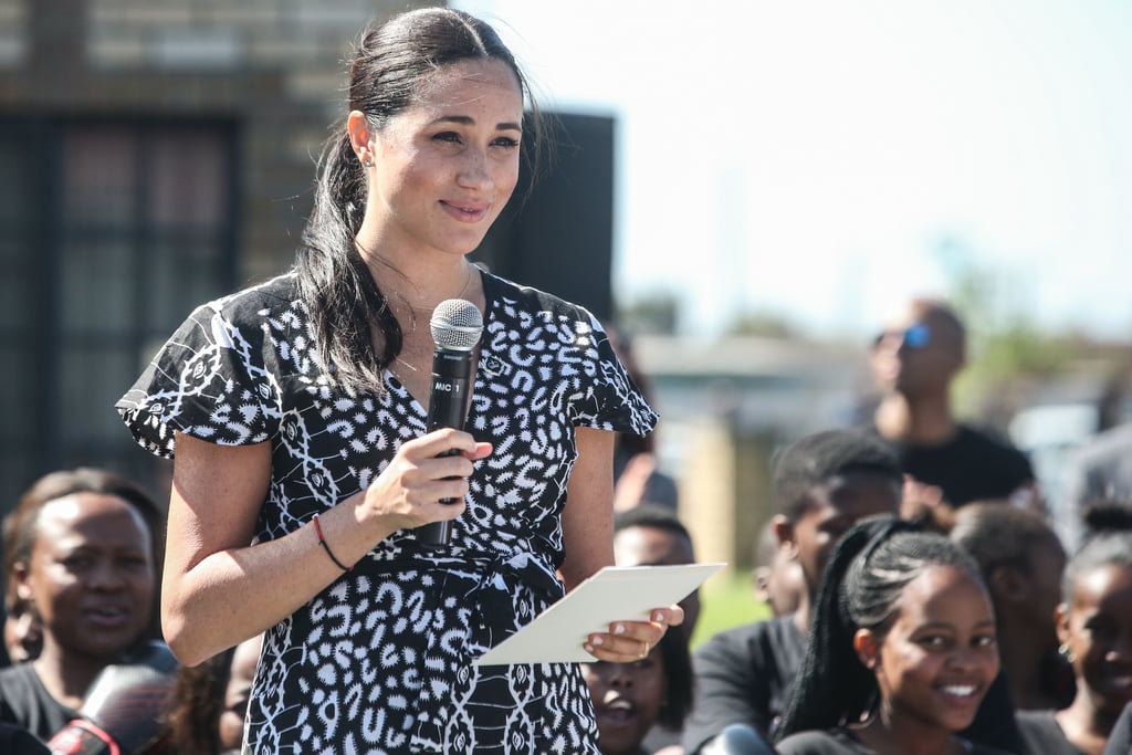 Meghan Markle and Prince Harry officially kicked off their tour of Southern Africa on Monday, and the royals wasted no time getting to work. While visiting a workshop that teaches children about their rights, self-awareness, and safety, the Duchess of Sussex delivered an impassioned speech about the importance of women's rights and preventing gender-based violence.
"The rights of women and girls is something that is very close to my heart and the cause I have spent the majority of my life advocating for because I know that when women are empowered, the entire community flourishes," Meghan began. "Your commitment is inspiring. It is energizing. And it is extraordinary. You must keep going. You must know that what you are doing not only matters, it is vital because you are vital . . . I am here with you as a mother, a wife, as a woman, as a woman of color, and as your sister. I am here with you, and I am here for you."
Meghan and Harry also brought their 4-month-old son, Archie Mountbatten-Windsor, along on their 10-day visit, marking the trio's first tour as a family. Even though the tiny tot wasn't around to hear his mother's empowering speech, we have a feeling Meghan has already taught him a thing or two about being a feminist.

    Related:

            
            
                                    
                            

            Harry and Meghan Busted a Move in Cape Town, and They Got Really Into It