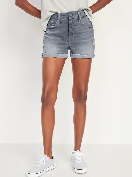 Old Navy High-Waisted O.G. Gray Cut-Off Jean Shorts -- 3-inch inseam