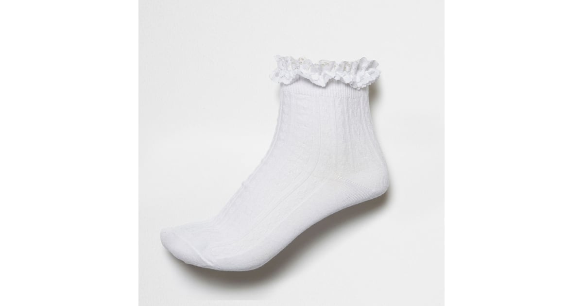 white ruffle socks womens