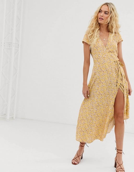 & Other Stories wrap dress in yellow floral print
