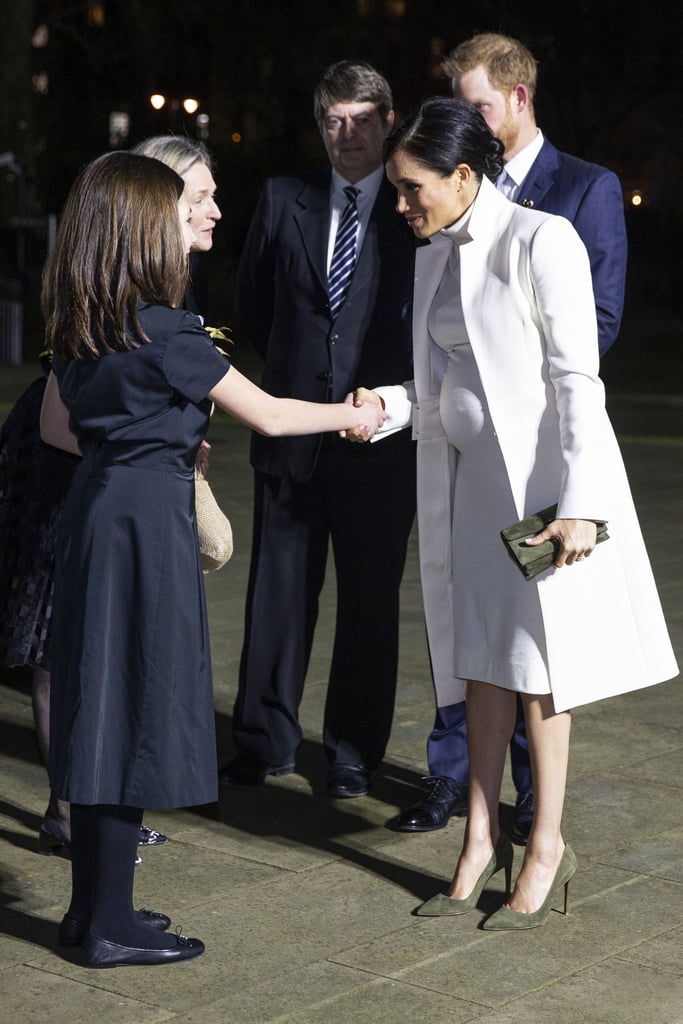 Meghan Markle White Calvin Klein Dress and Coat 2019