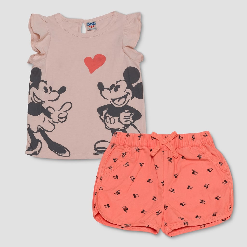 Junk Food Toddler Girls' Disney Mickey Mouse Top and Bottoms Set ($20)