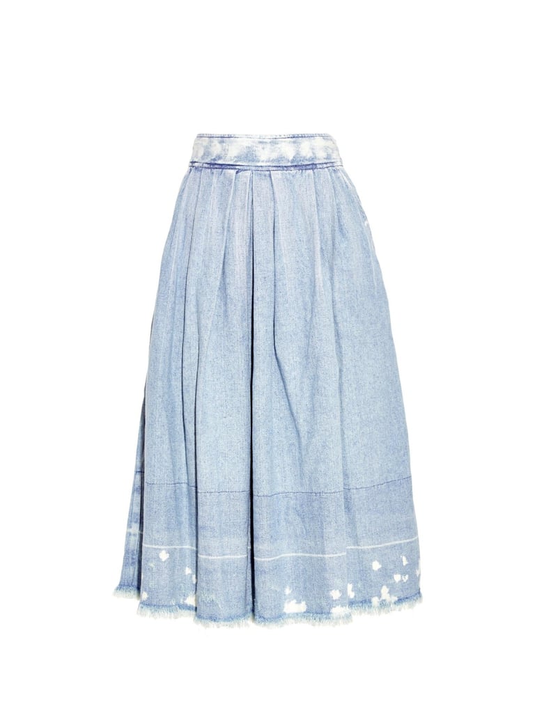 Rachel Comey Chatham pleated denim midi skirt ($390) | Frayed Denim ...